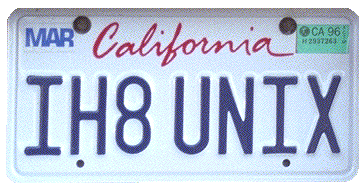 [IH8UNIX California License Plate]